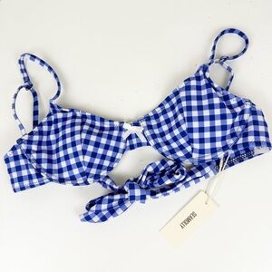 Seamolly Blue Gingham Bow Tied Back Underwire Bikini Top